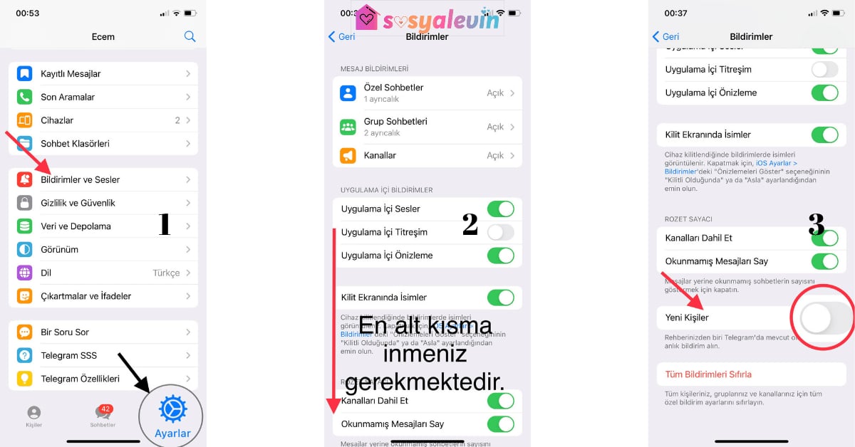 Telegram Katılanlar Bildirim Kapatma