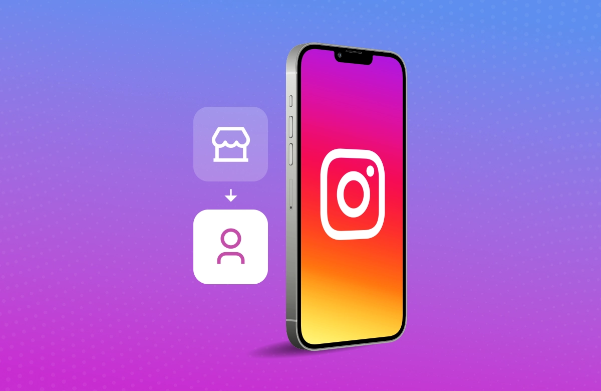 İşletme profilinden Instagram kişisel hesaba geçme işlemini simgeleyen görsel