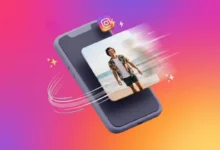 Instagram Instants özelliğini temsil eden 3D telefon illüstrasyonu.