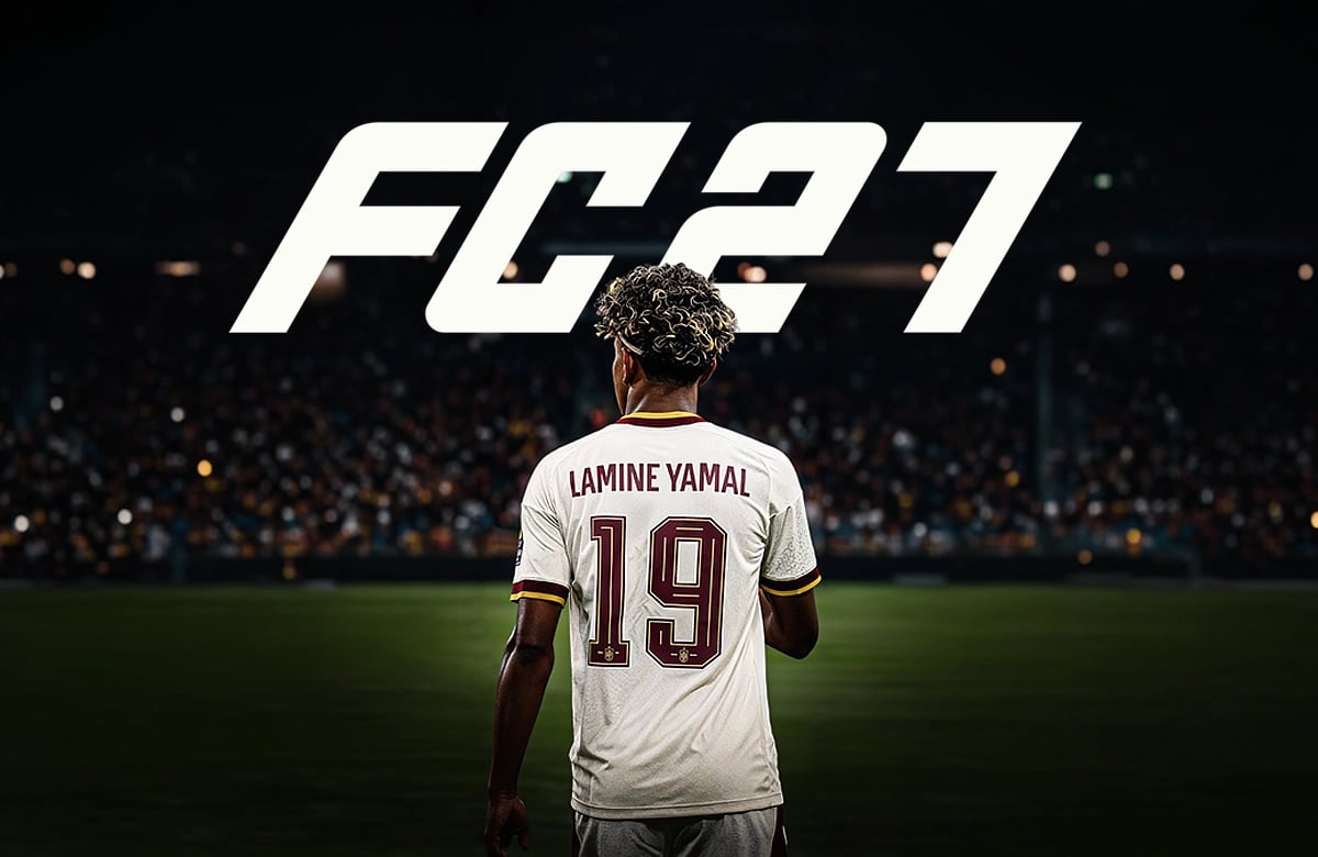 Oyun Yayıncıları için Takipçi Kazanma Stratejileri: FC 2027 FC 27 logosu altında stayumda beyaz forma giymiş, sırtında Lamine Yamal 19 yazan futbolcu; oyun yayıncıları için takipçi kazanma stratejileri temalı görsel