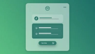 Spotify Kullanıcı Notları Ekleme Özelliği Spotify logosu, müzik ve not simgeleri ile "Not Ekle" butonu yer alan arayüz.