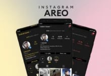 Instagram Aero yazısı ve özelleştirilmiş profil ekranlı akıllı telefonlar.