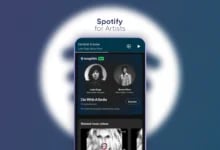 Koyu mavi arka planda Spotify logosu, "Spotify for Artists" yazısı ve SongDNA şarkı detay arayüzü açık akıllı telefon.