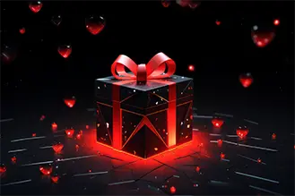 Kasım Sonuna Kadar %70'e Varan İndirimli Paketler!' kampanyasını temsil eden, etrafı kalplerle çevrili parlak hediye kutusu.